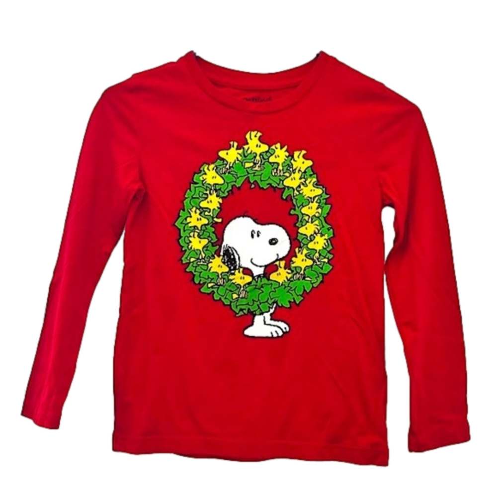 JUMPING BEANS Red Snoopy & Woodstock Long Sleeve Christmas Shirt